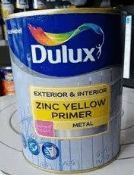 Dulux Zinc Yellow Metal Primer is a solvent based protective primer suitable for interior and exterior ferrous and surface treated non-ferrous metal work. It gives effective protection against Corrosion to the surface and has strong adhesion properties. Appropriate application of the primer ensures better protection to the metal surface as well as higher durability of finish coat.